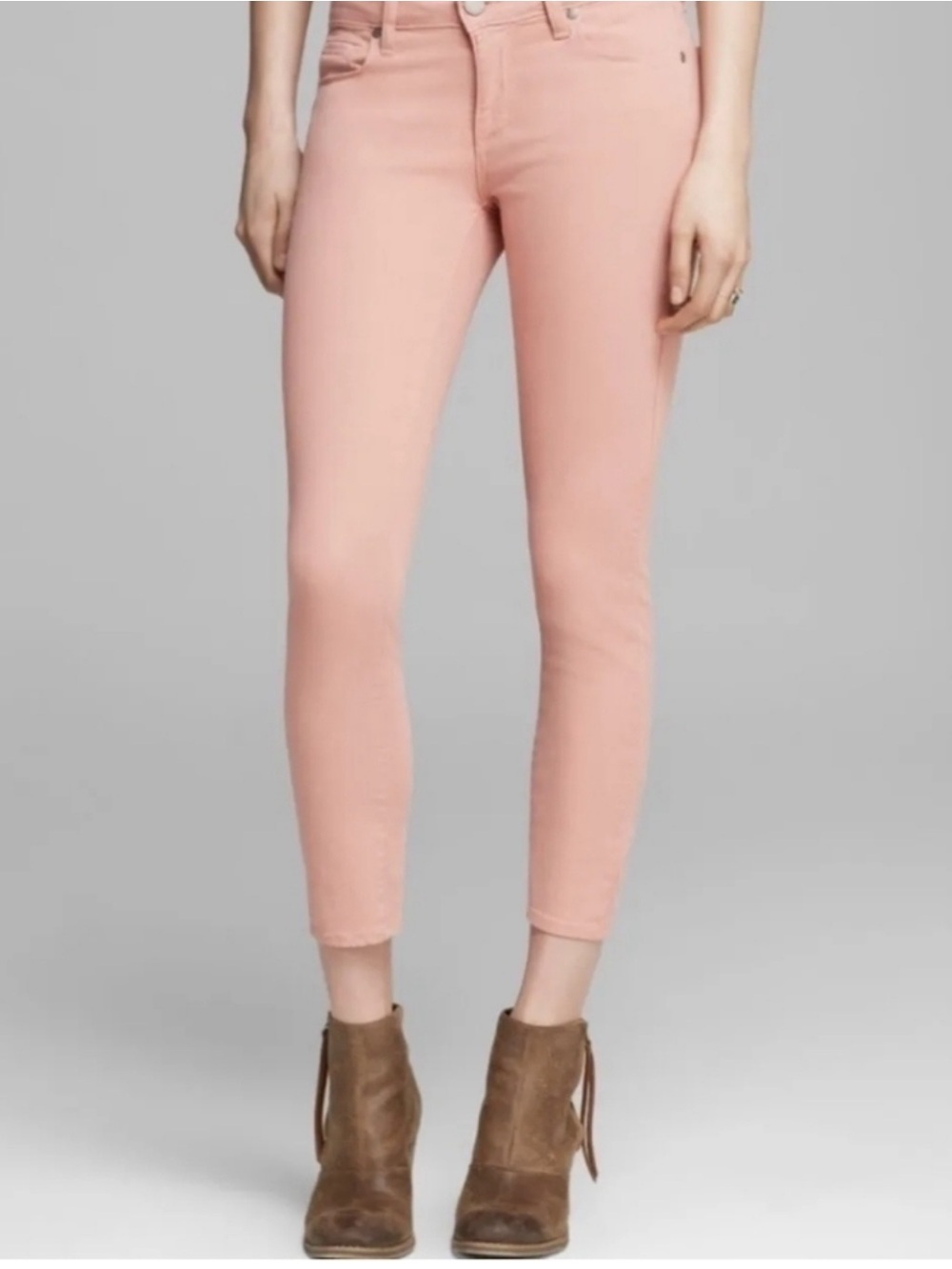 PAIGE VERDUGO Mid-Rise ANKLE Skinny Jeans Ash Rose with Stretch Size 28